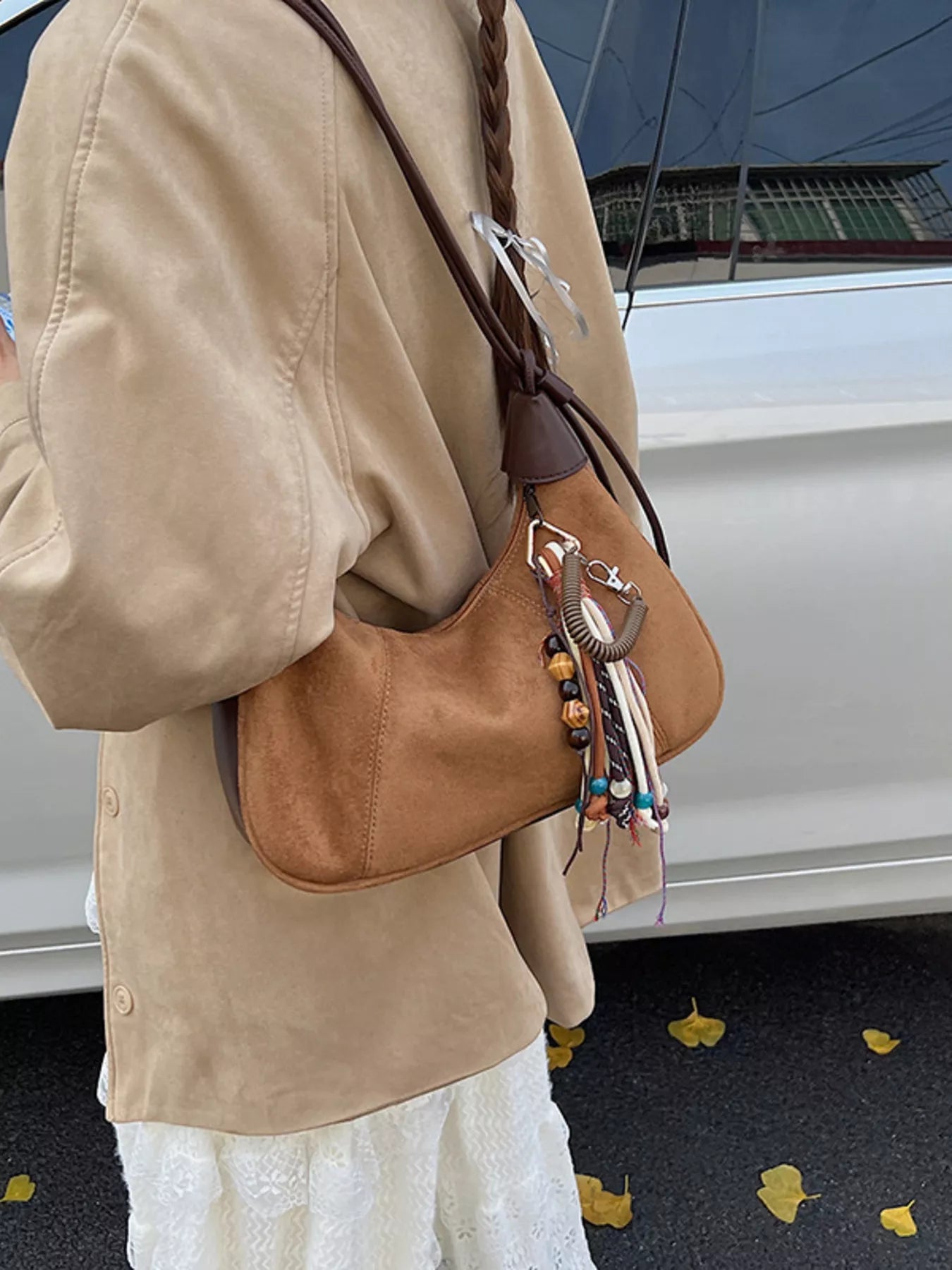 Vintage Suede Tassel Shoulder Bag - MAD RUFFI