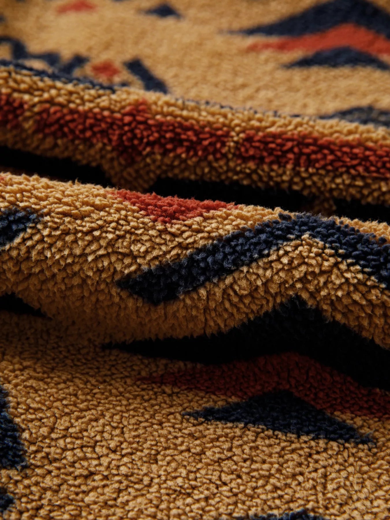 Western Aztec Pattern Fleece Button - Up Shacket - MAD RUFFI