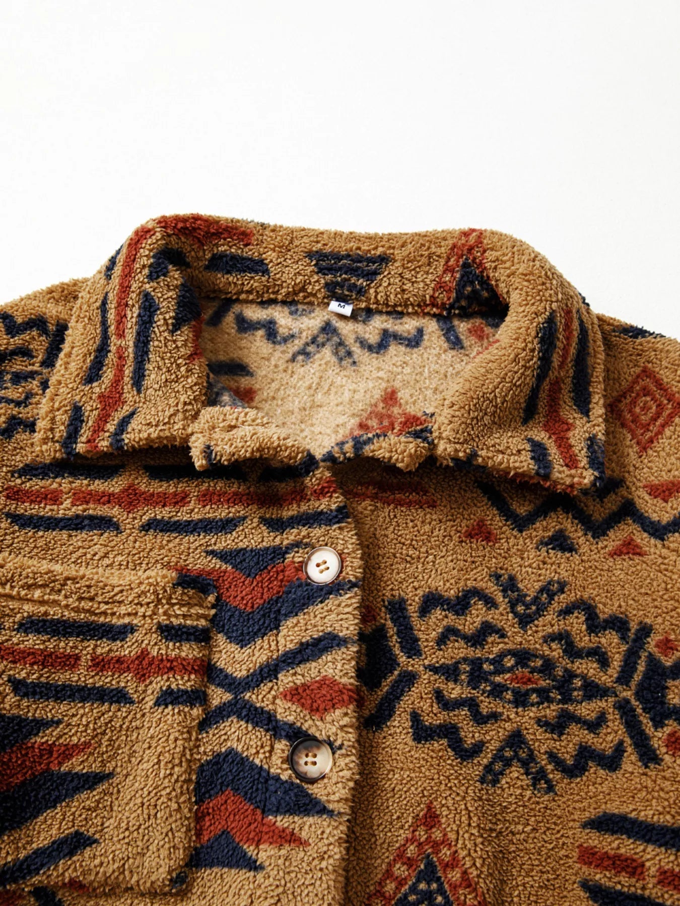 Western Aztec Pattern Fleece Button - Up Shacket - MAD RUFFI