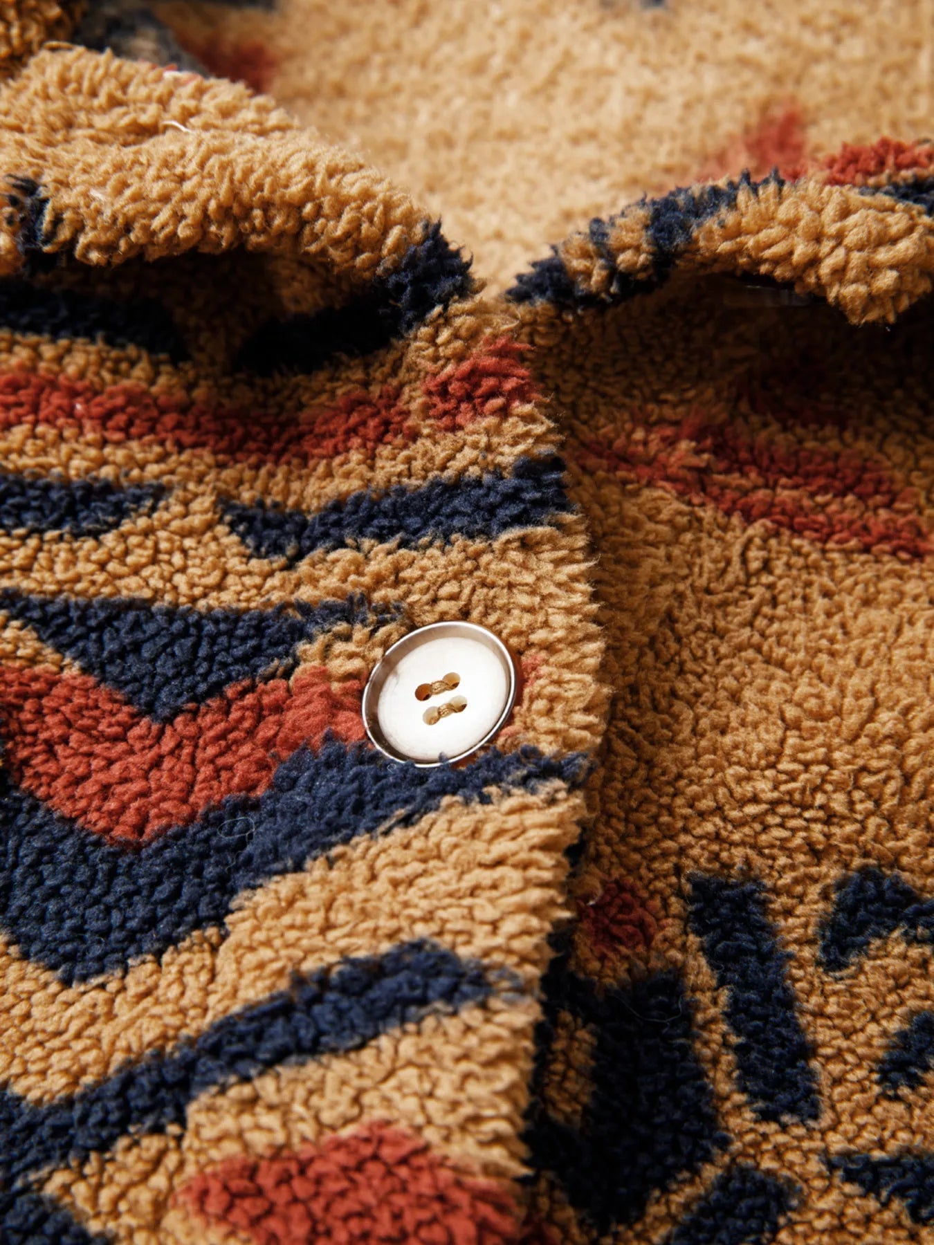 Western Aztec Pattern Fleece Button - Up Shacket - MAD RUFFI