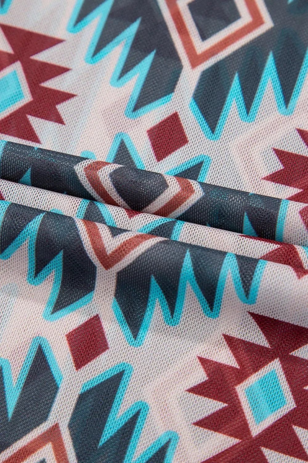 Western Aztec Print Mesh Slim T Shirt - MAD RUFFI