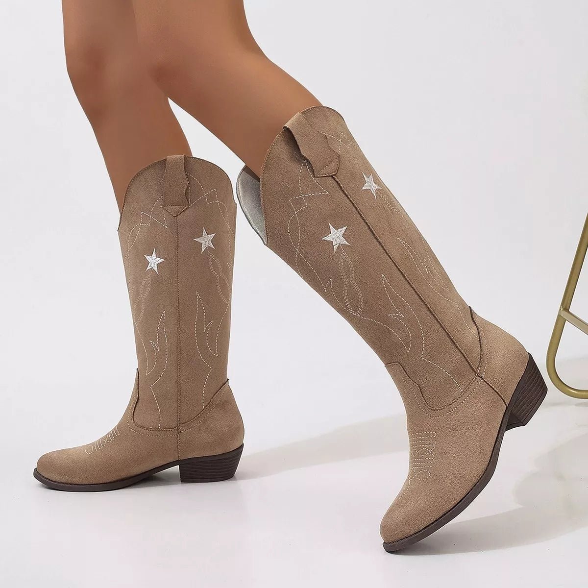 Western Star Embroidered Cowboy Boots - MAD RUFFI
