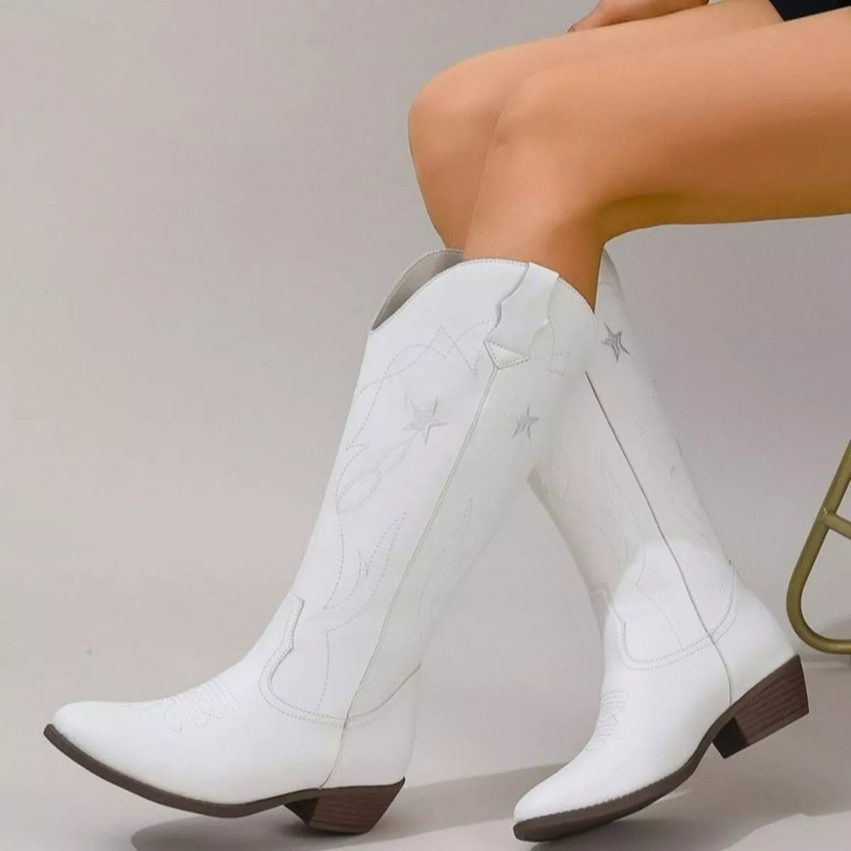 Western Star Embroidered Cowboy Boots - MAD RUFFI