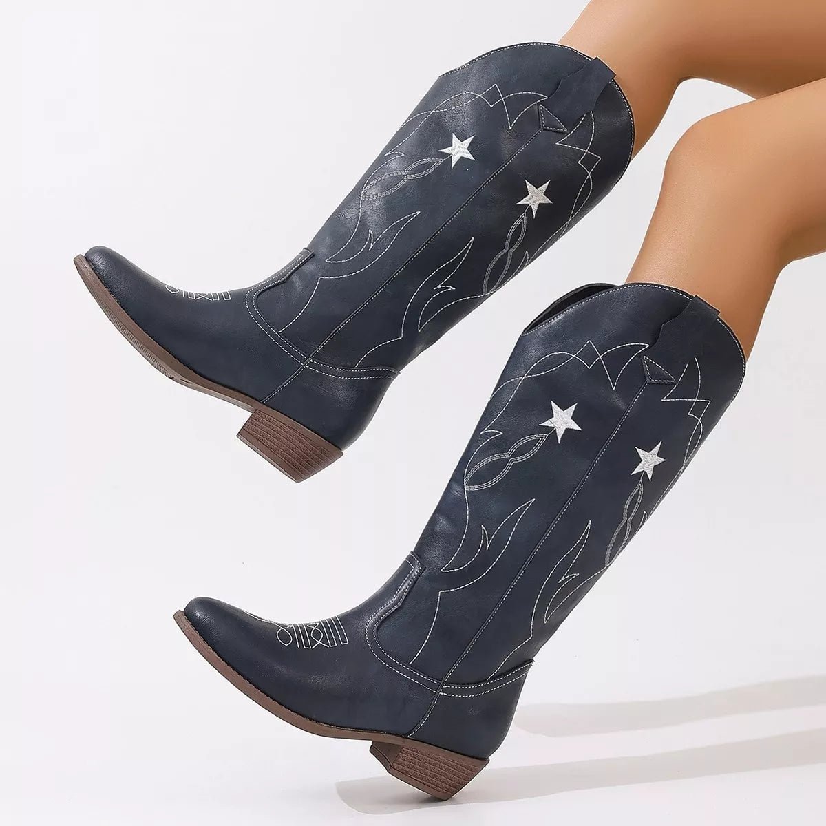 Western Star Embroidered Cowboy Boots - MAD RUFFI