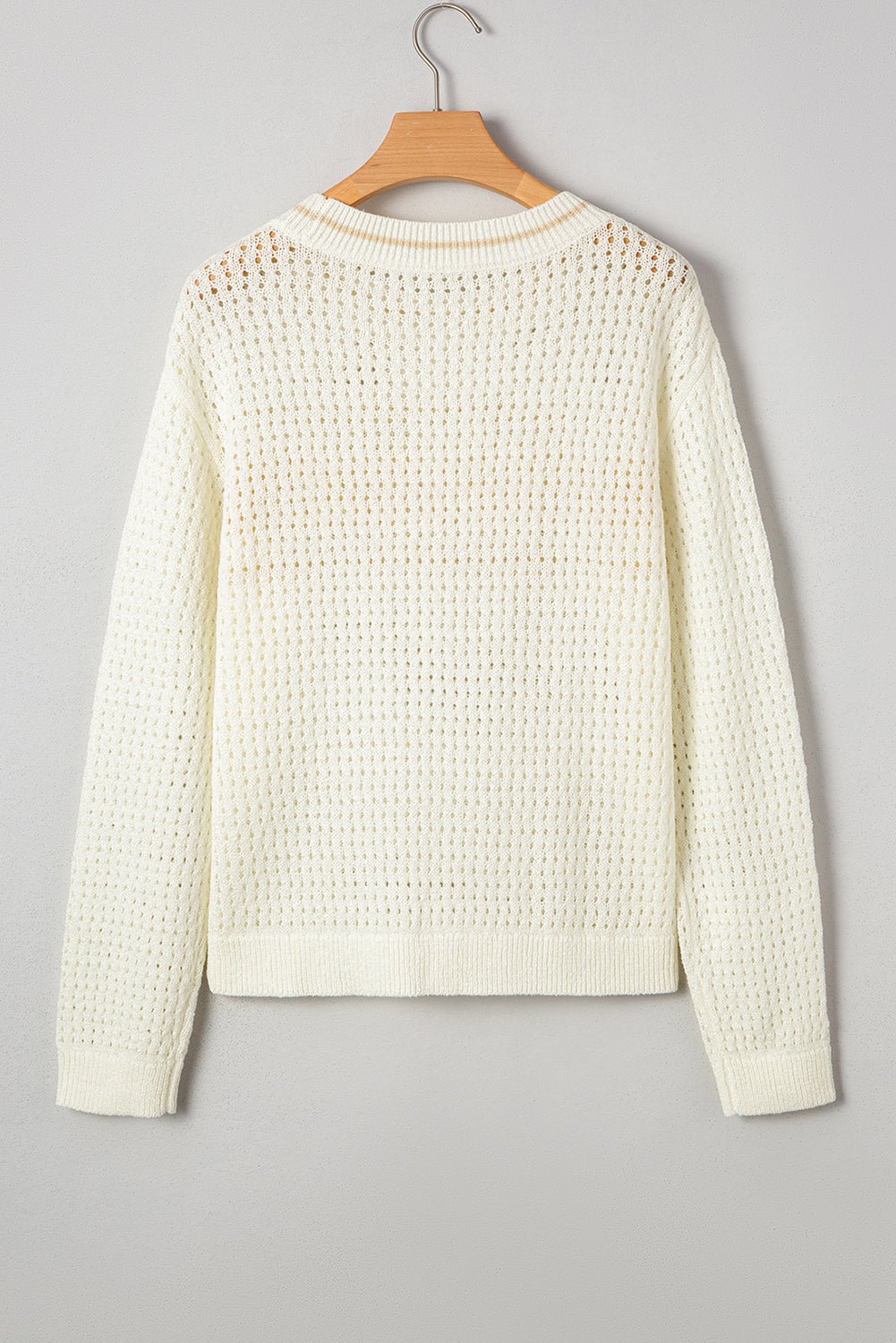 White BEACH Hollow Out Knitted Lightweight Dolman Sweater - MAD RUFFI