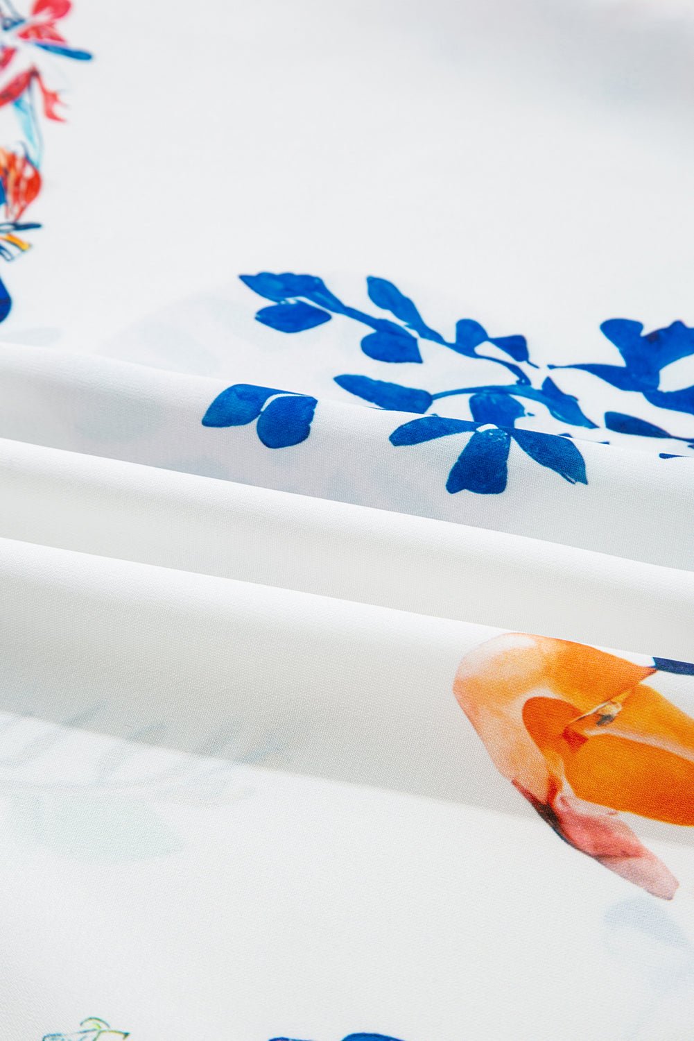 White Boho Floral Fringe Tie V Neck Blouse - MAD RUFFI