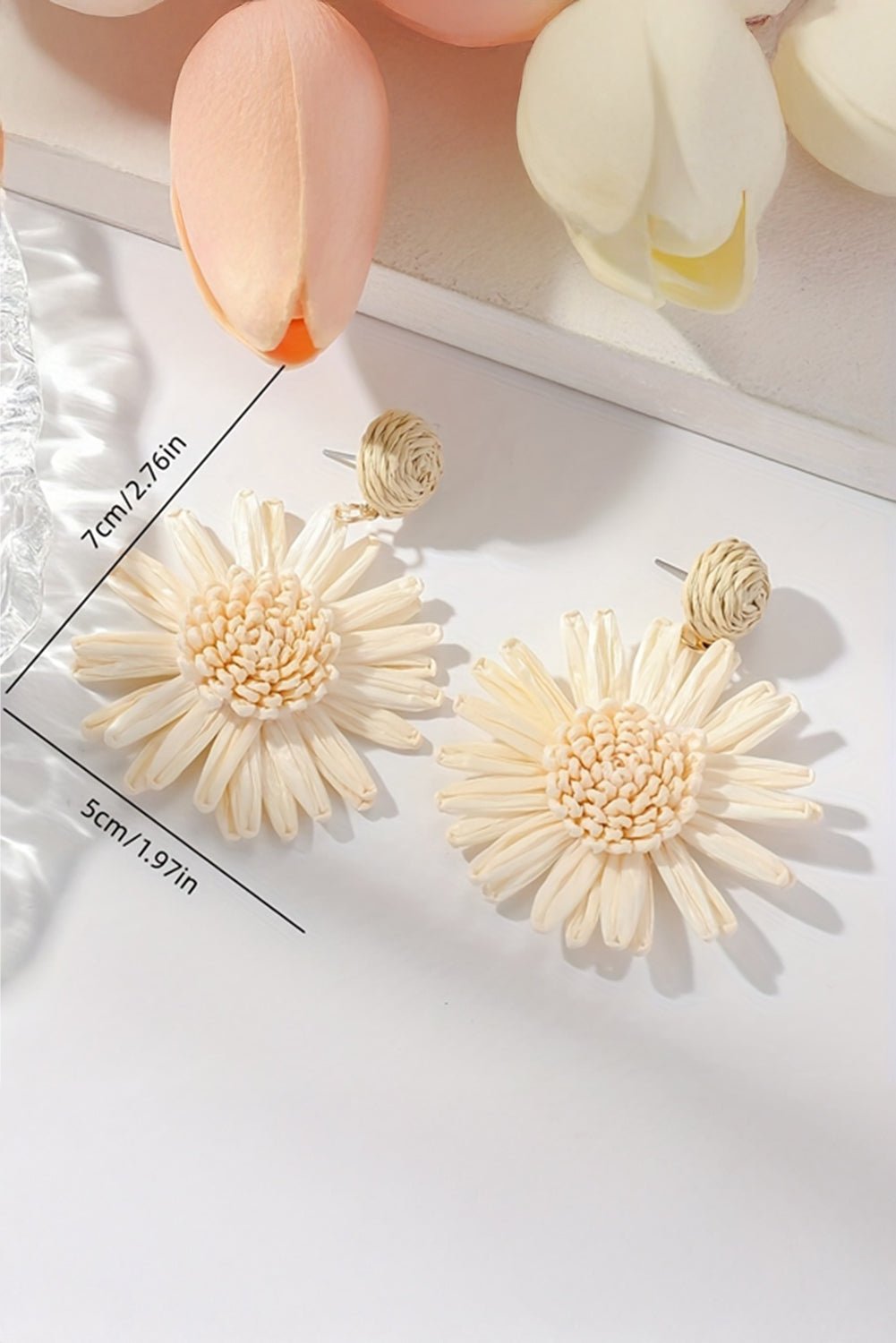 White Boho Flower Drop Earrings - MAD RUFFI