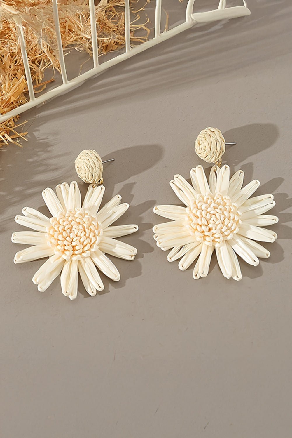 White Boho Flower Drop Earrings - MAD RUFFI