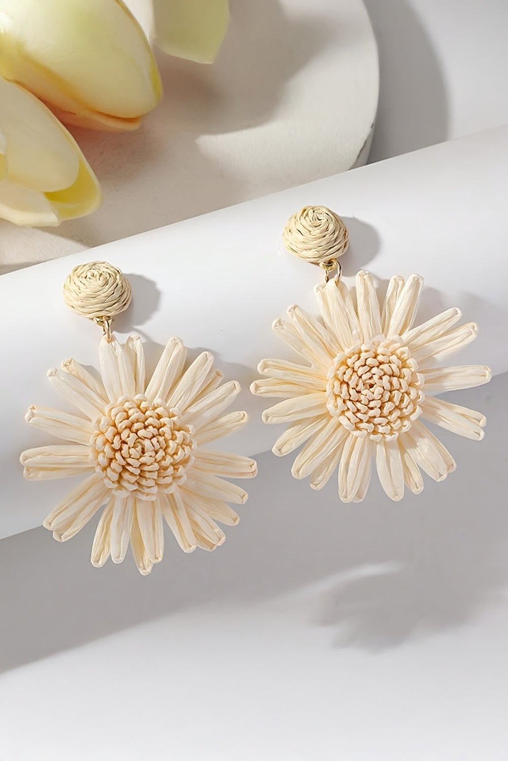 White Boho Flower Drop Earrings - MAD RUFFI