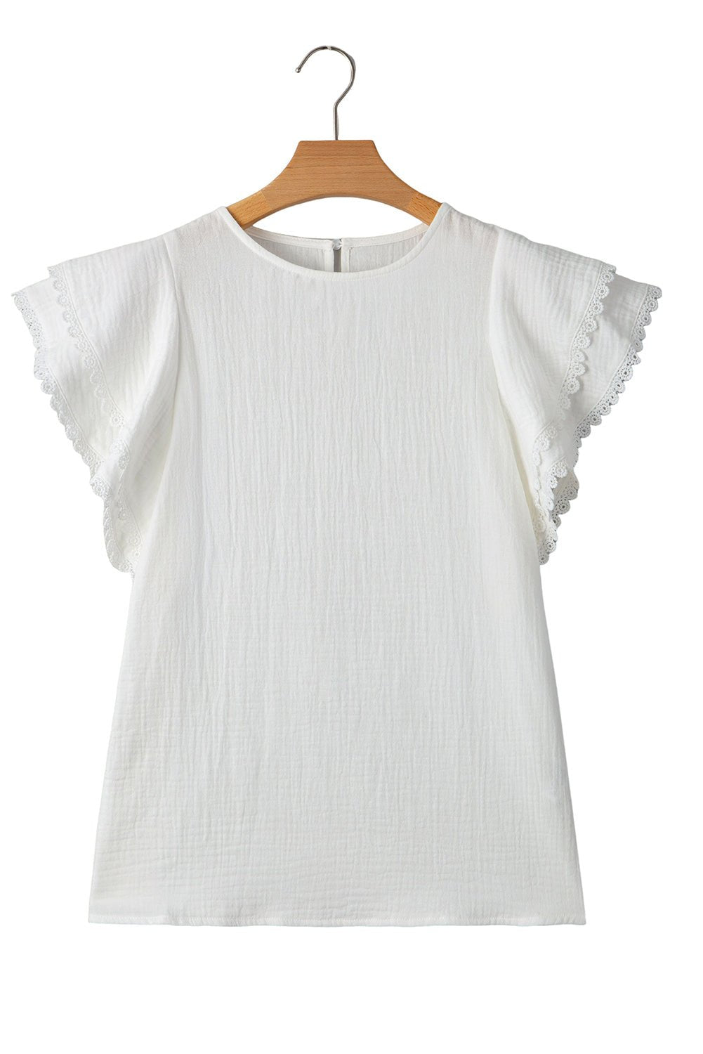 White Crinkled Layered Ruffled Flutter Sleeve Blouse - MAD RUFFI