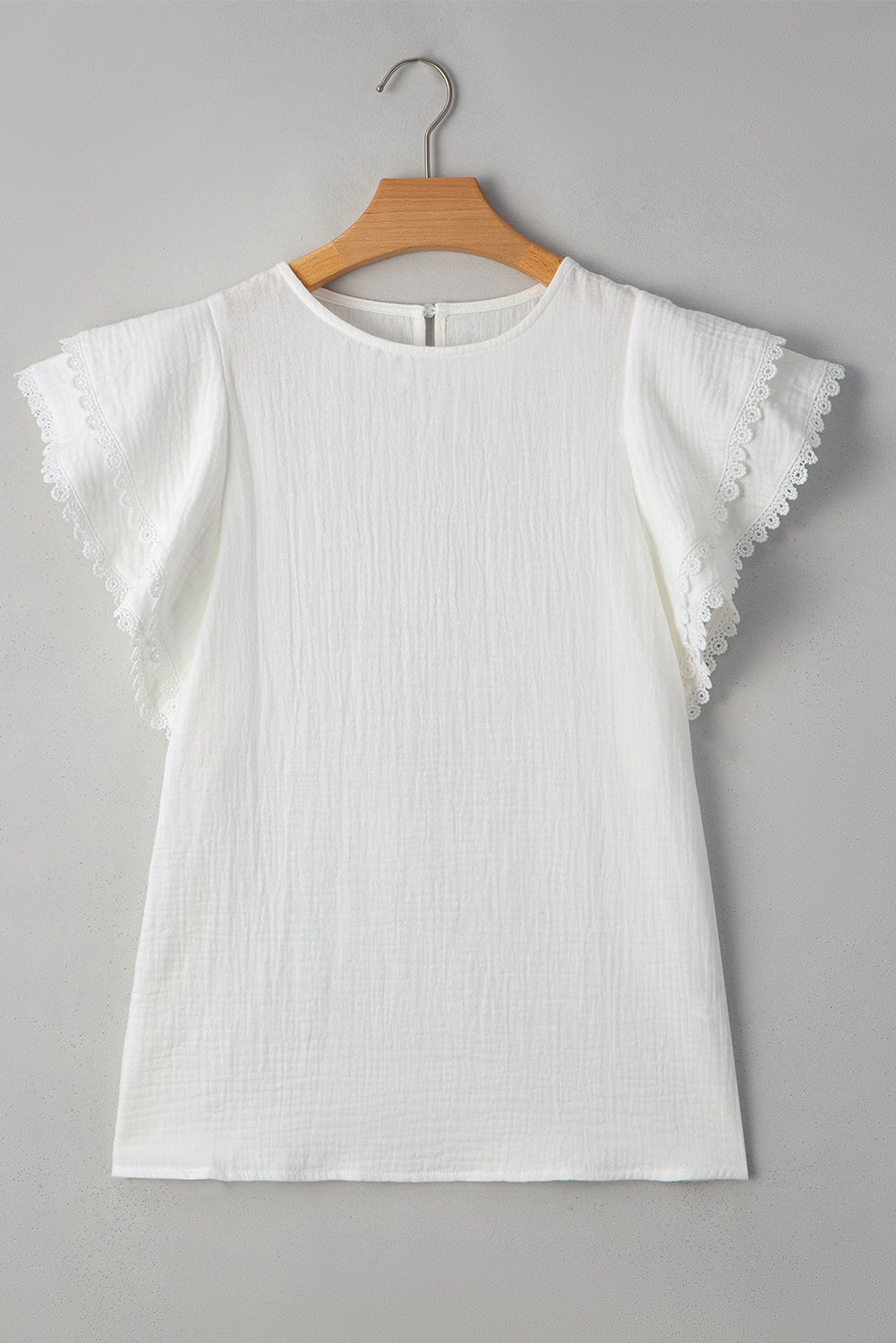 White Crinkled Layered Ruffled Flutter Sleeve Blouse - MAD RUFFI