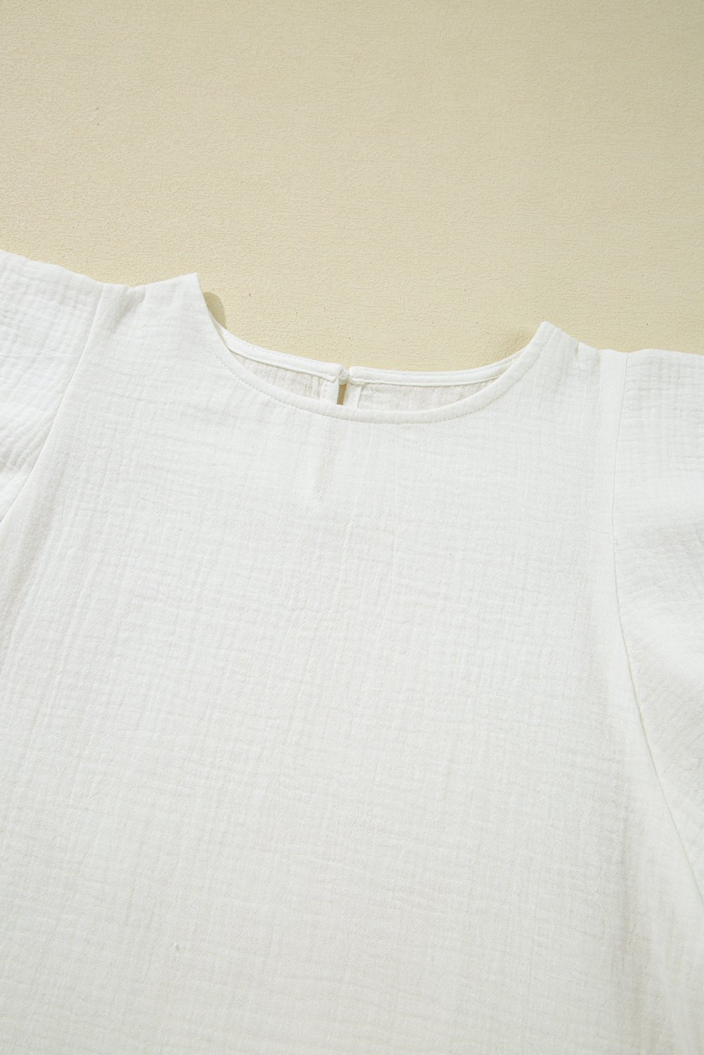 White Crinkled Layered Ruffled Flutter Sleeve Blouse - MAD RUFFI