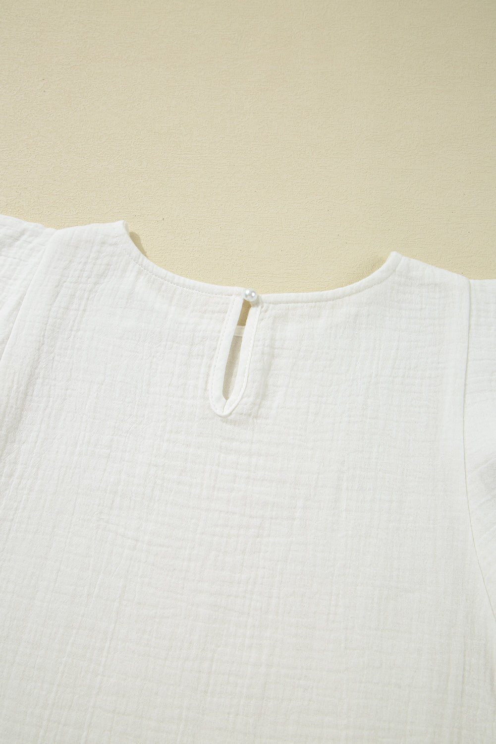 White Crinkled Layered Ruffled Flutter Sleeve Blouse - MAD RUFFI