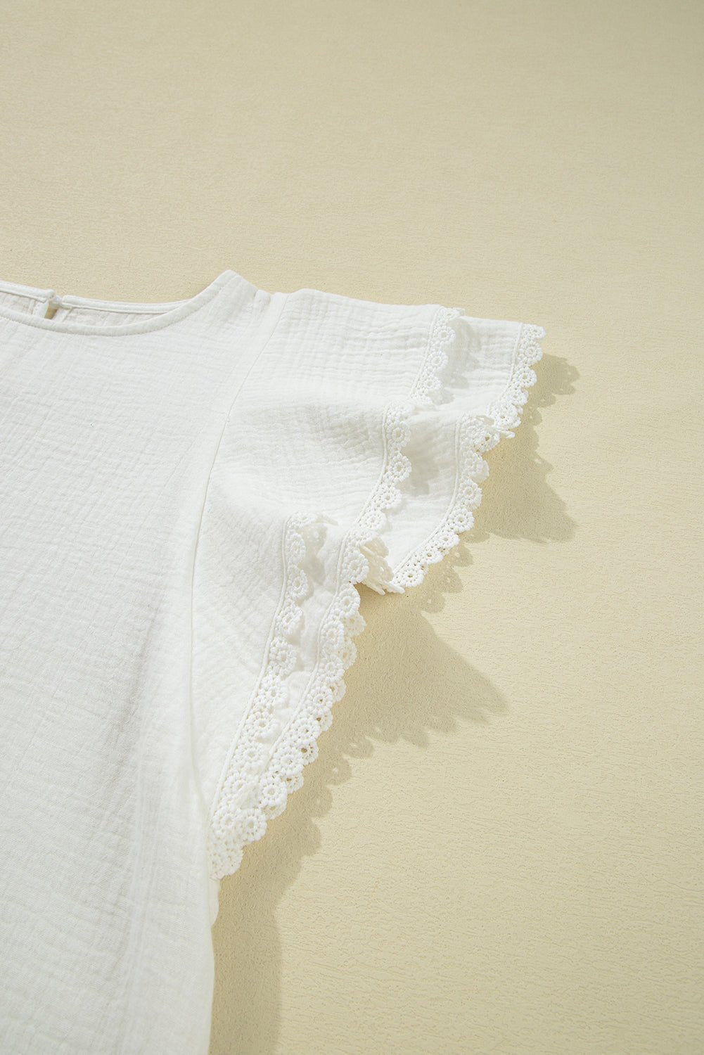 White Crinkled Layered Ruffled Flutter Sleeve Blouse - MAD RUFFI