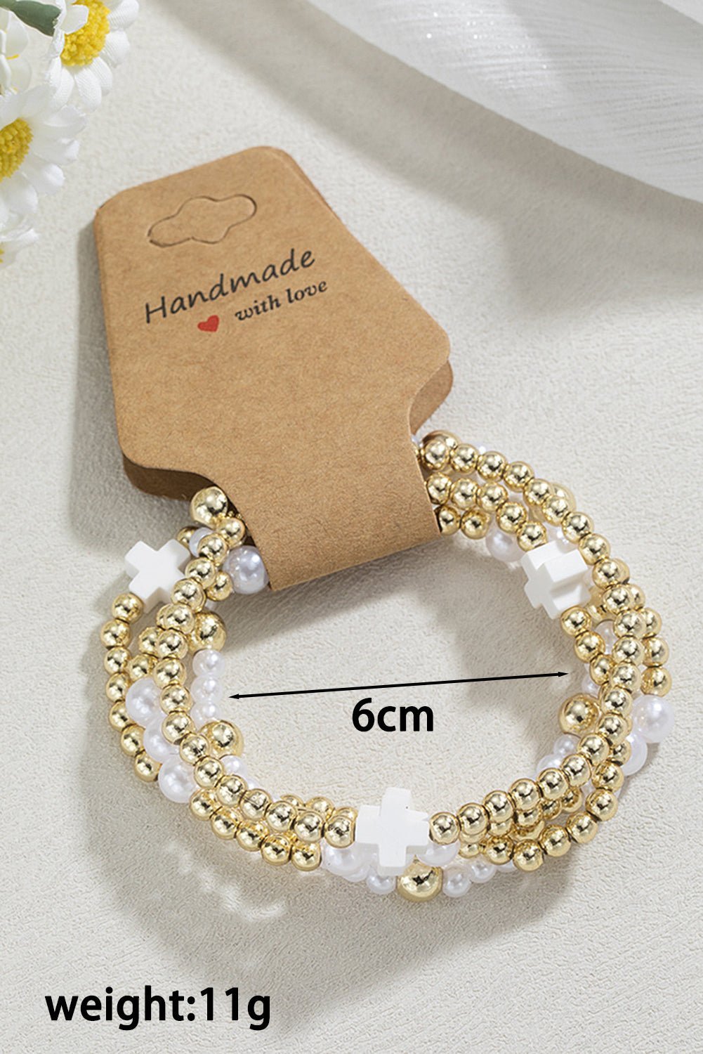 White Cross Beaded Bracelet Set - MAD RUFFI