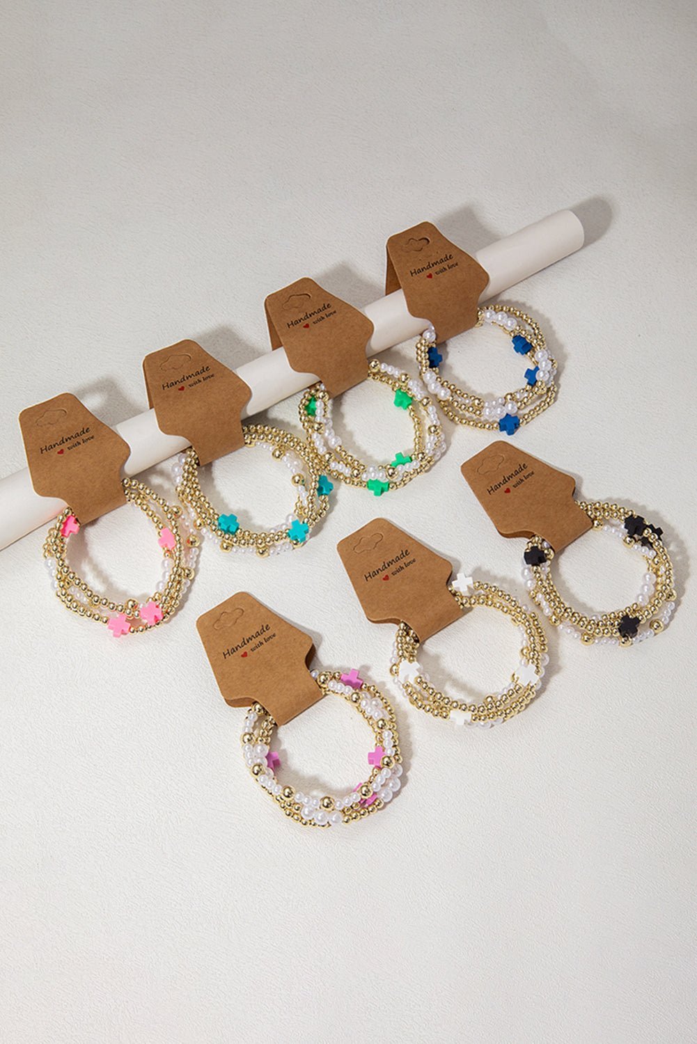 White Cross Beaded Bracelet Set - MAD RUFFI