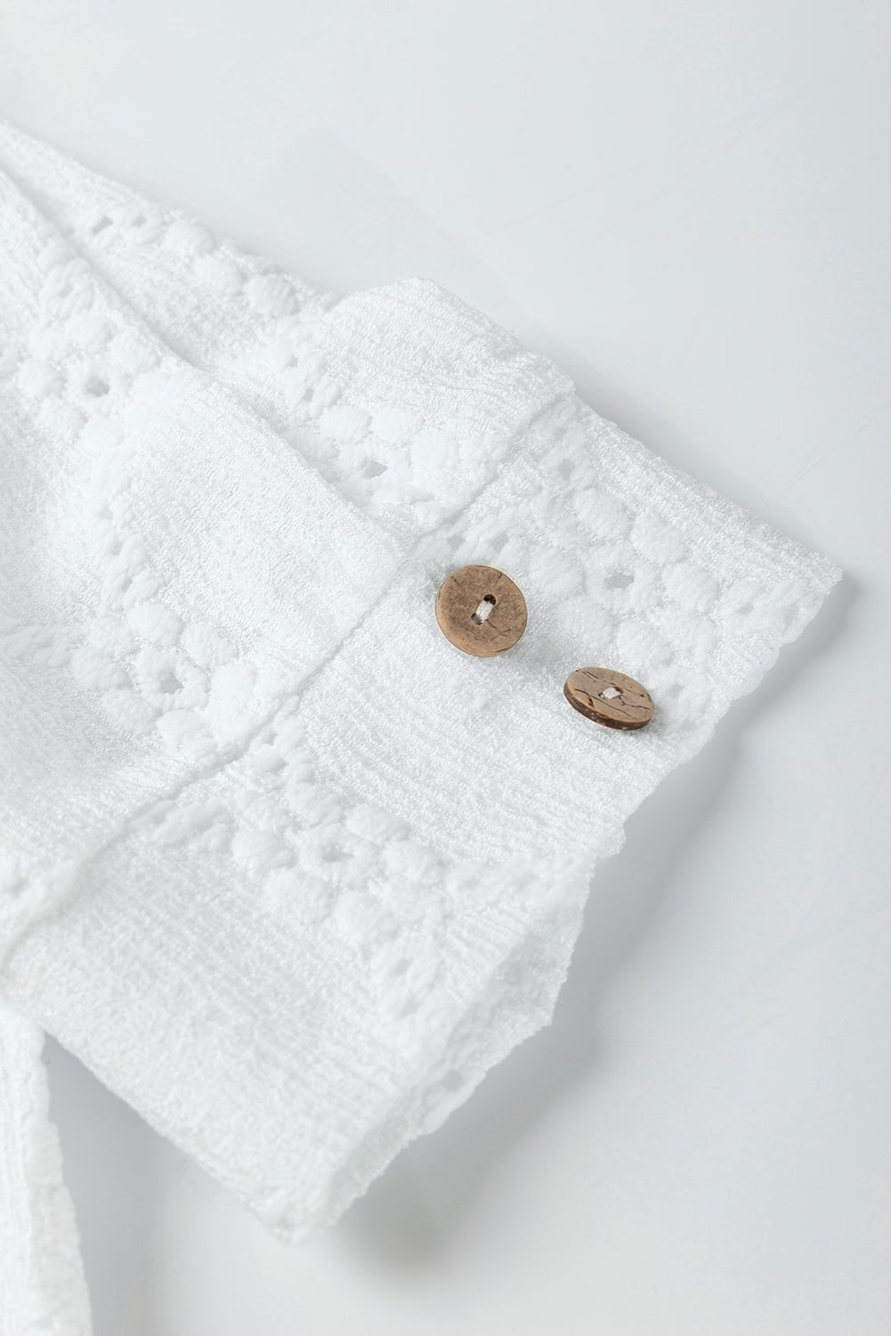 White Embroidered Floral Geometric Button Short Sleeve Top - MAD RUFFI