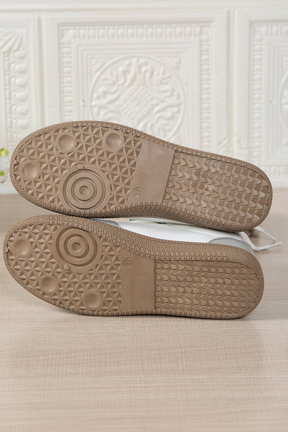 White Faux Leather Lace Up Flat Sneakers - MAD RUFFI