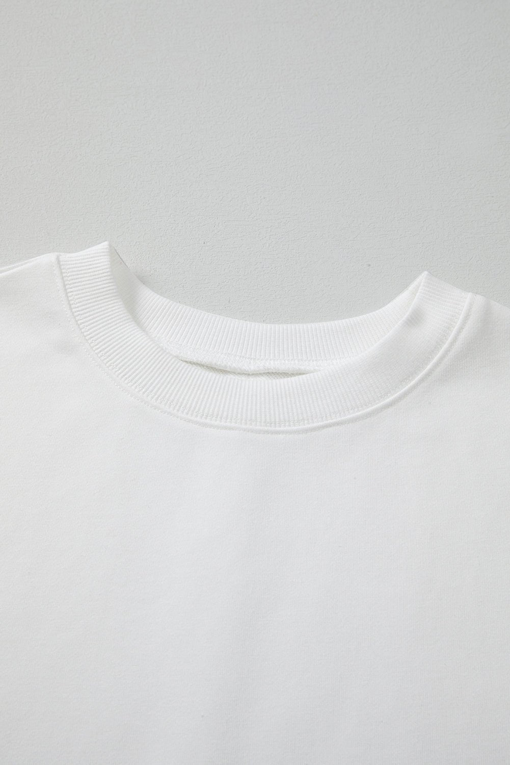 White Floral Dotted Print Patchwork Sleeve High Low Sweatshirt - MAD RUFFI