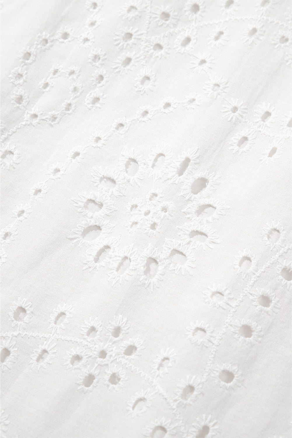 White Floral Eyelet Embroidered Sleeveless Shift Dress - MAD RUFFI