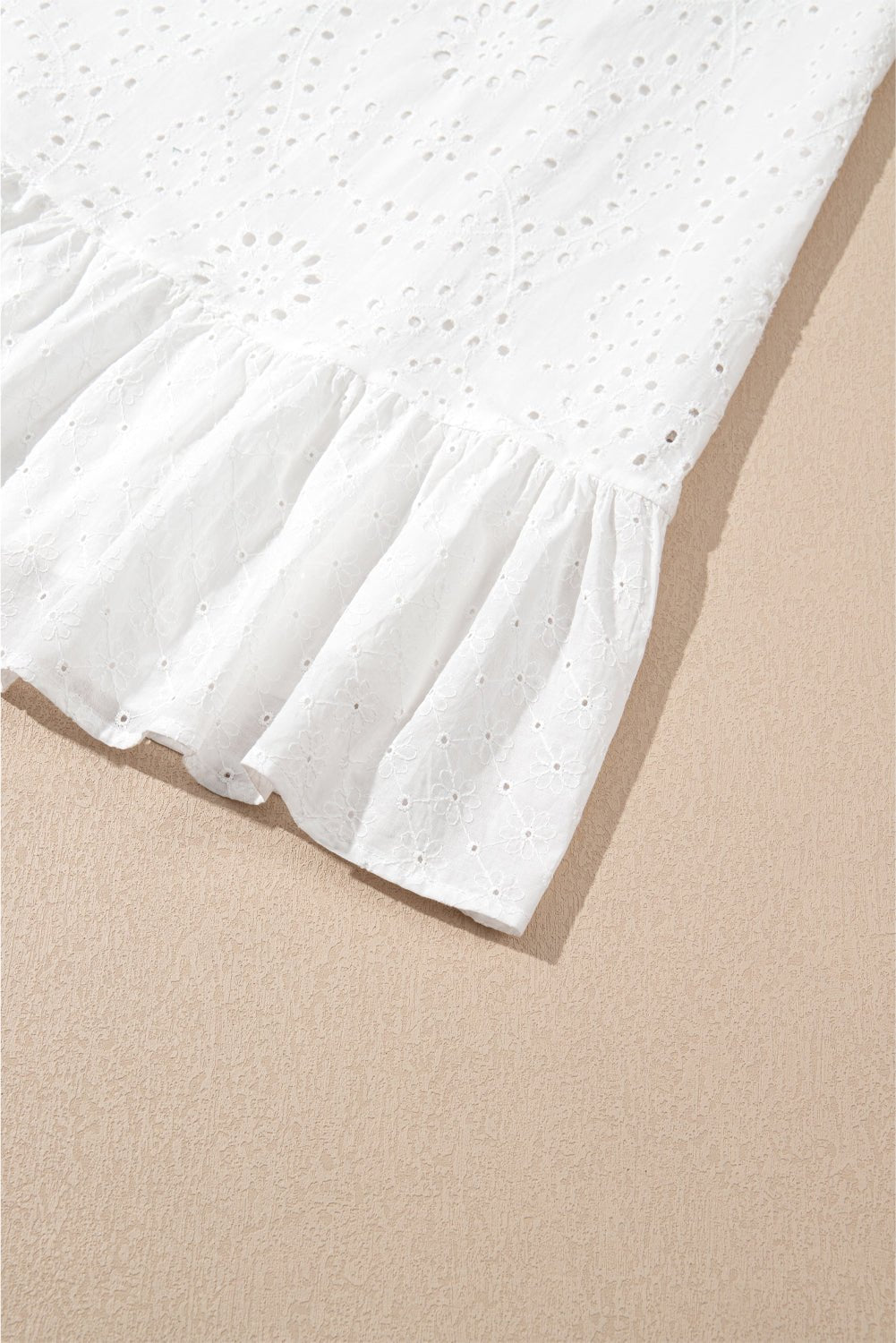 White Floral Eyelet Embroidered Sleeveless Shift Dress - MAD RUFFI