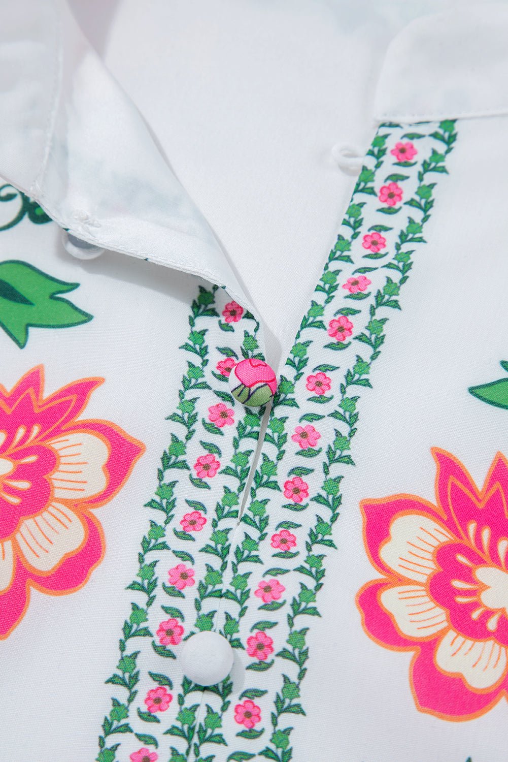 White Floral Print Loose Tiered Maxi Dress - MAD RUFFI