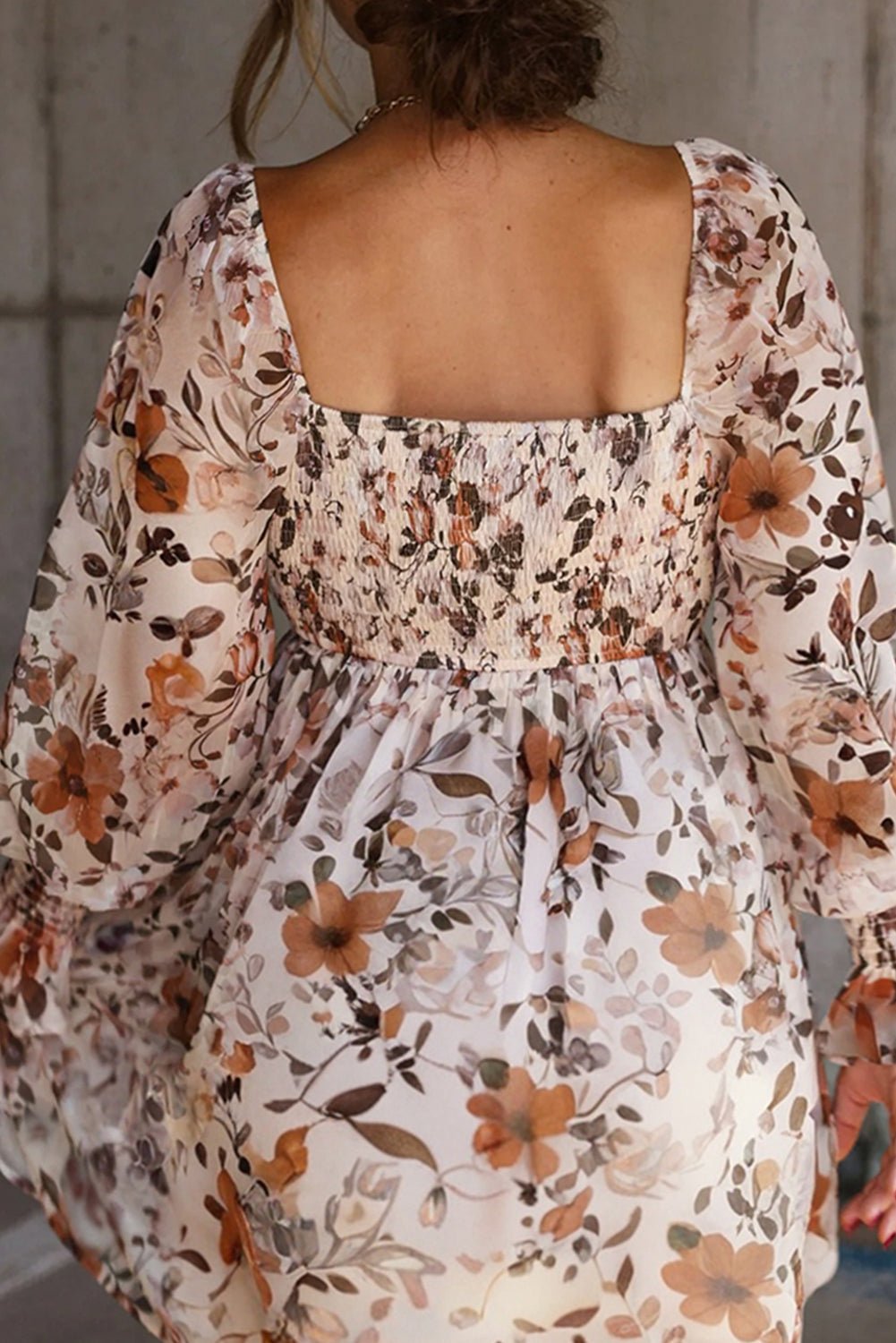 White Floral Print Sweetheart Neck High Waist Mini Dress - MAD RUFFI