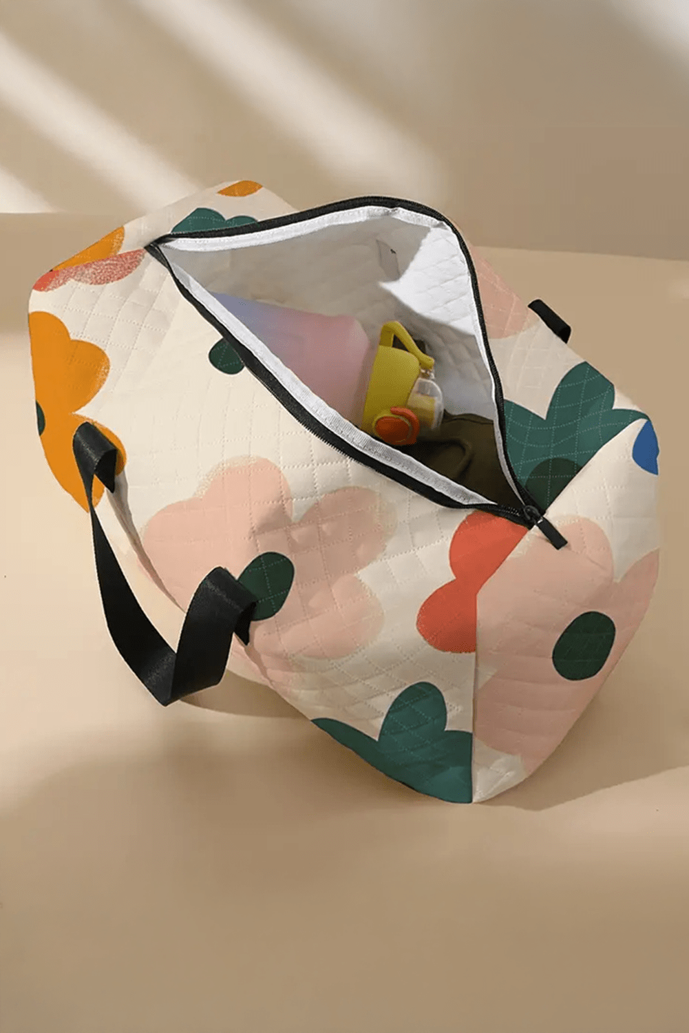 White Floral Quilted Tote Bag - MAD RUFFI