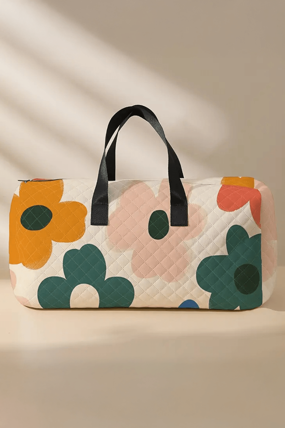 White Floral Quilted Tote Bag - MAD RUFFI