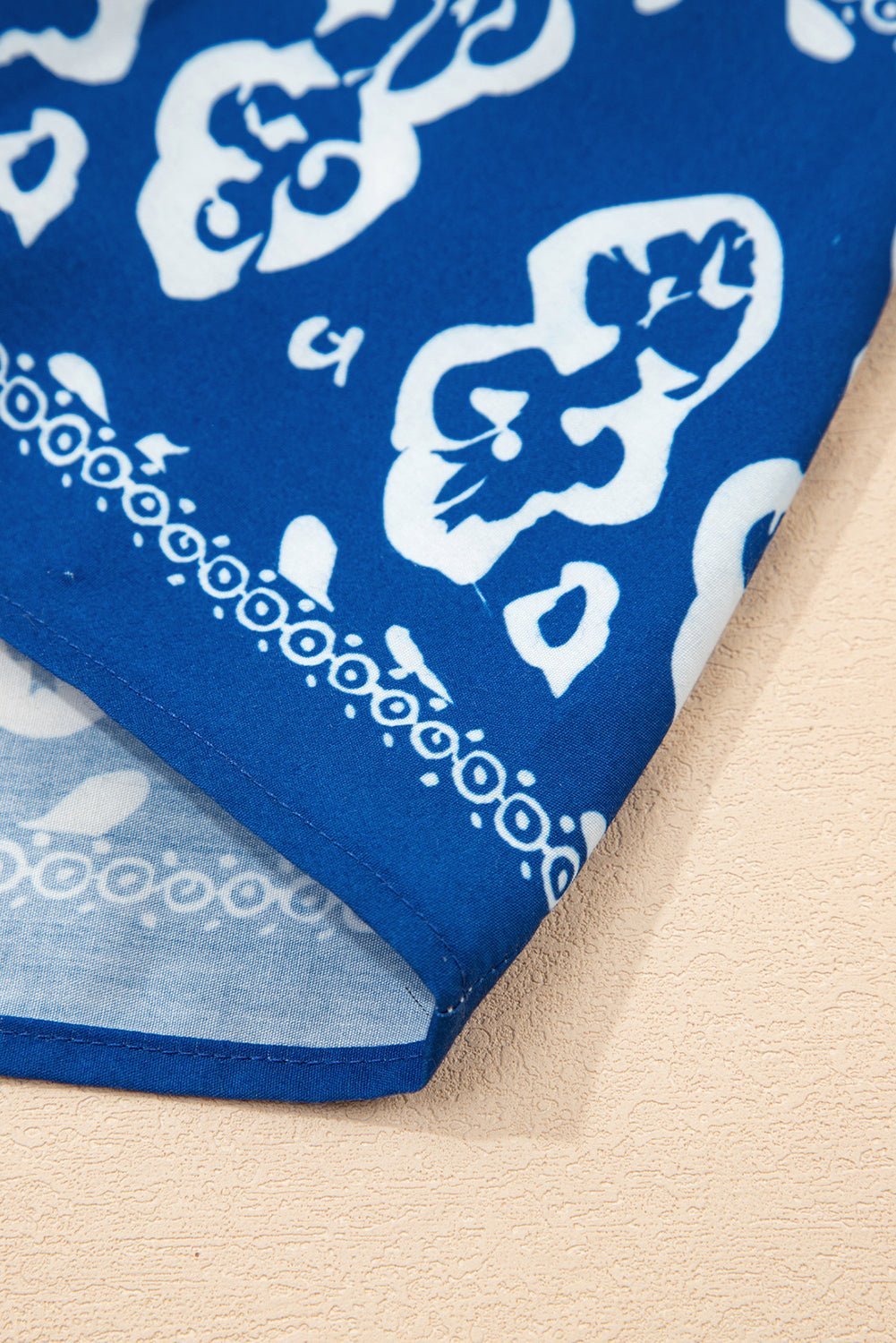 White Floral Ruffle Hem Pop of Color Neckline Dress - MAD RUFFI