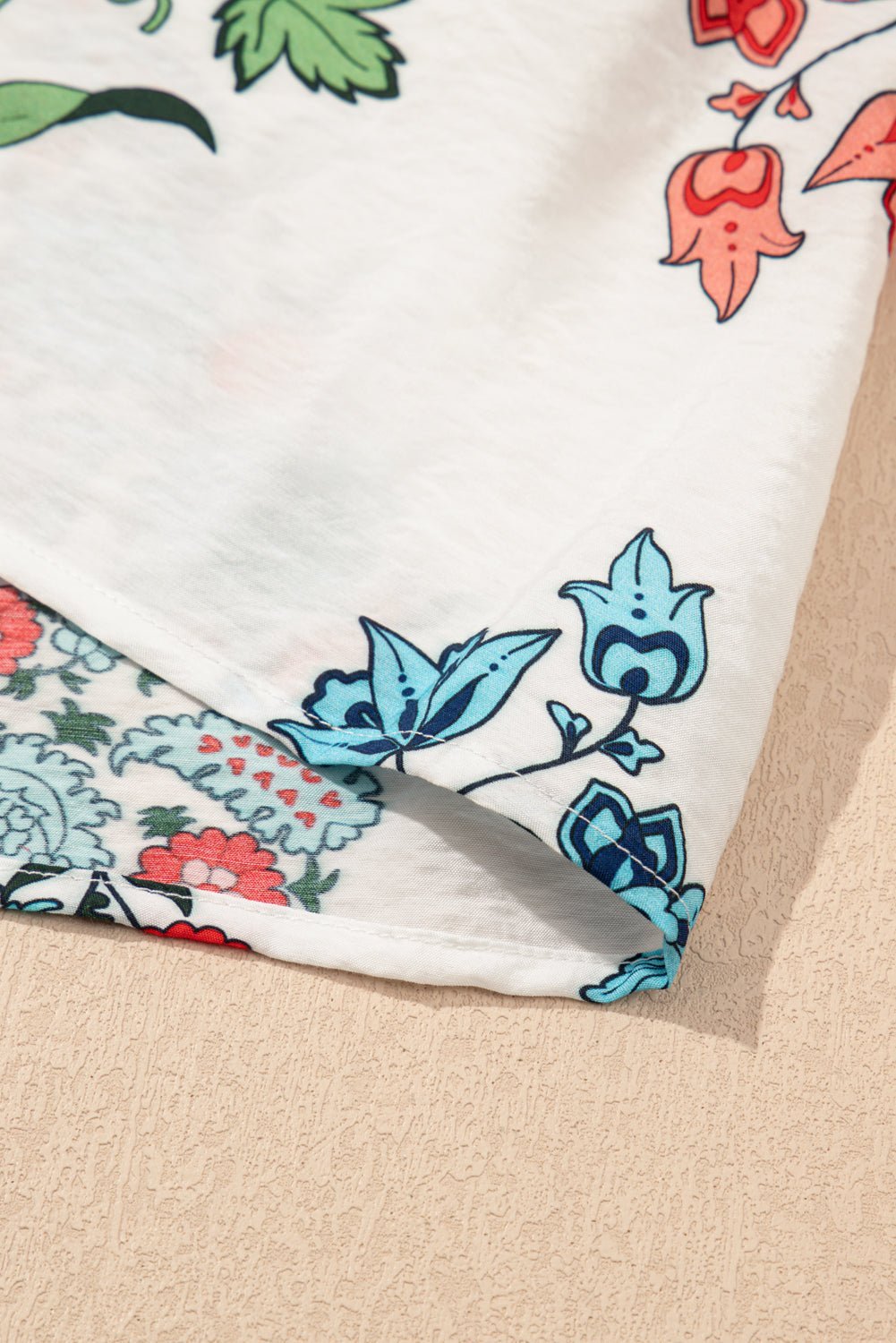 White Floral Tassel Tie V - Neck Lace Trim Ruffle Blouse - MAD RUFFI