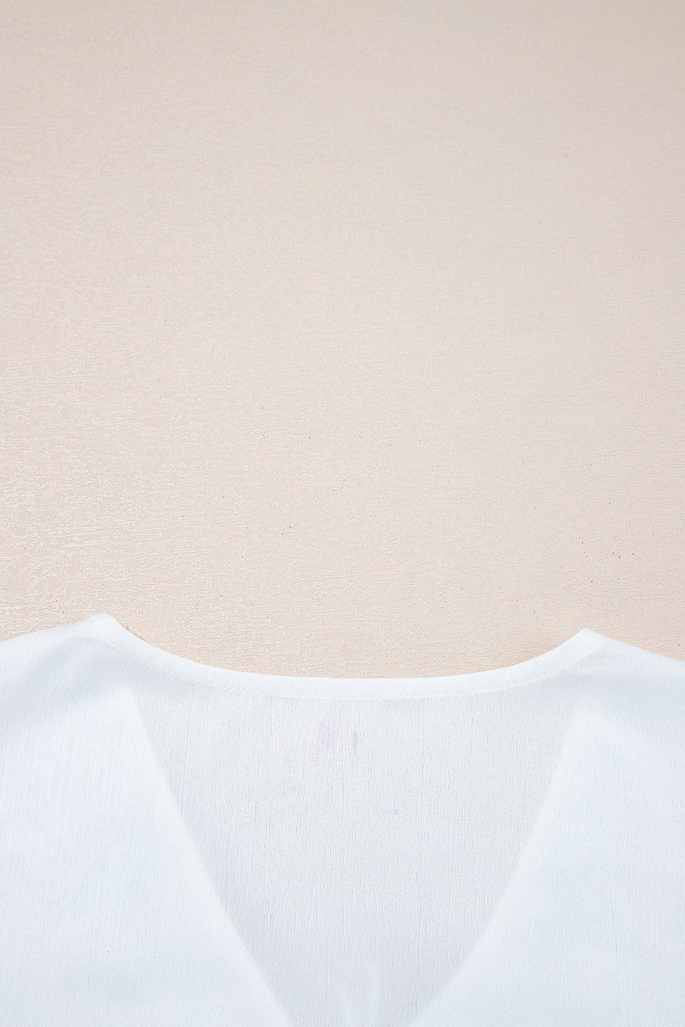 White Flower Lace - up V Neck Flowy Babydoll Blouse - MAD RUFFI