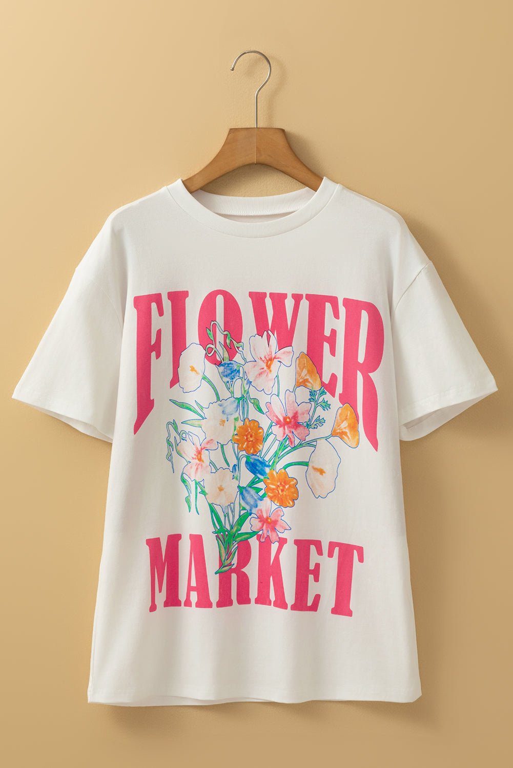 white flower market letter graphic t shirt - MAD RUFFI