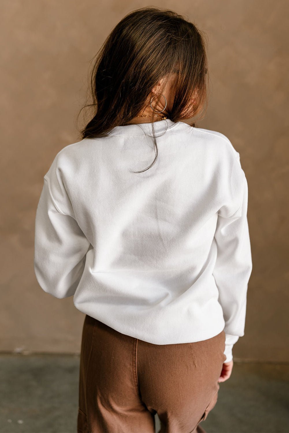 White FOOTBALL Letter Graphic Crew Neck Sweatshirt - MAD RUFFI