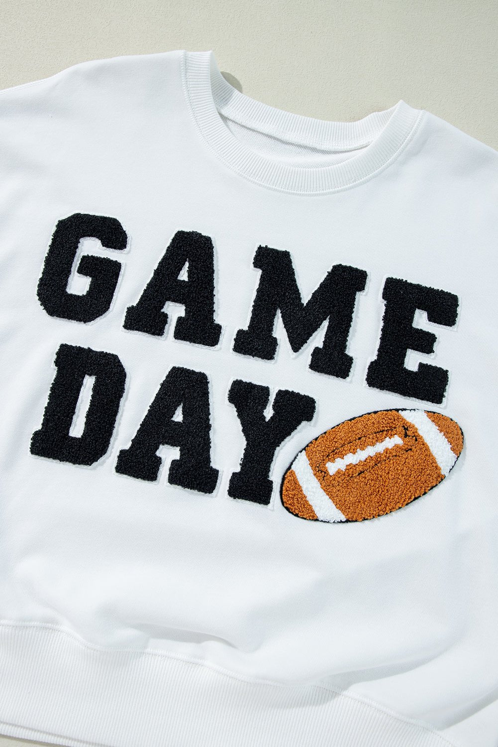 White GAME DAY Varsity Pullover Sweatshirt - MAD RUFFI