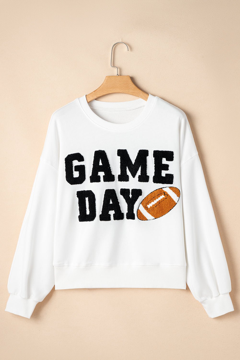 White GAME DAY Varsity Pullover Sweatshirt - MAD RUFFI