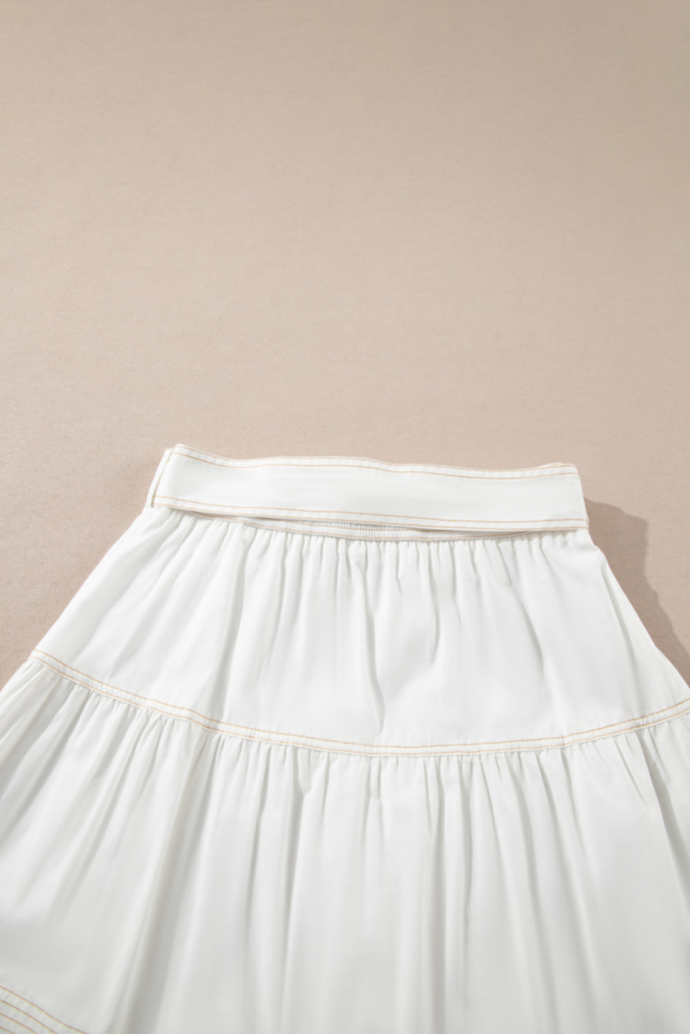 White Knot High Waist Casual Mini Skirt - MAD RUFFI