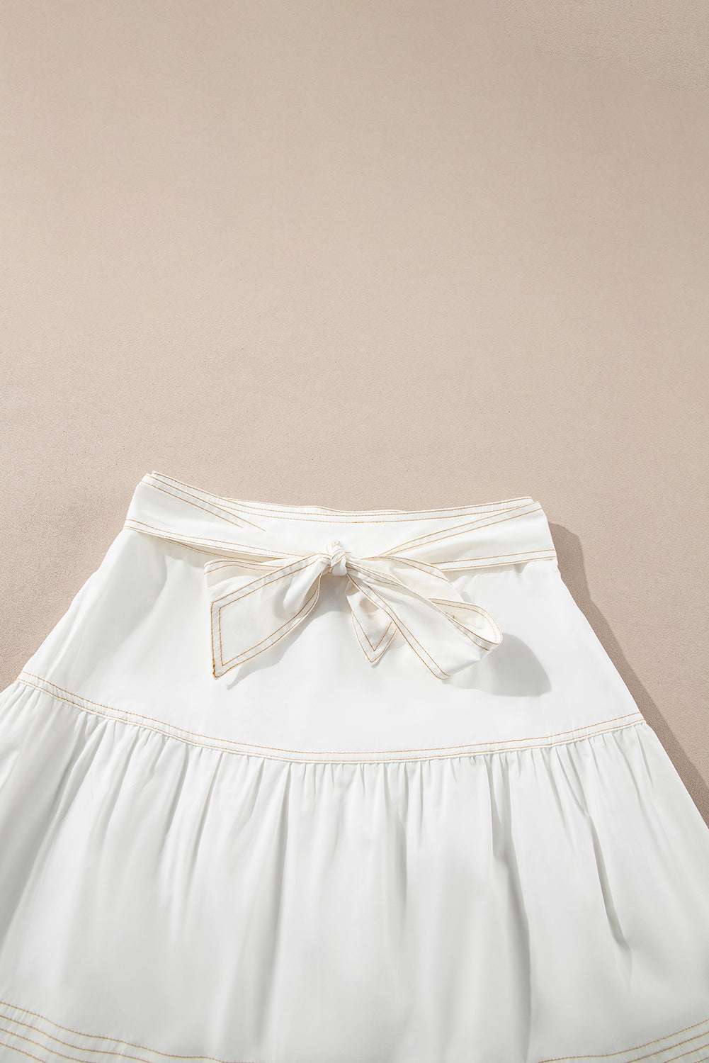 White Knot High Waist Casual Mini Skirt - MAD RUFFI