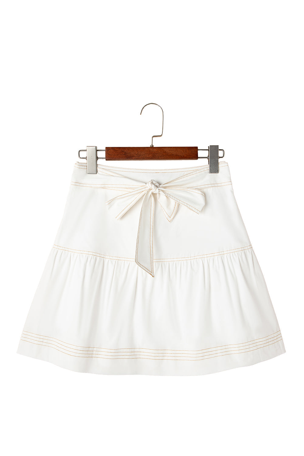 White Knot High Waist Casual Mini Skirt - MAD RUFFI