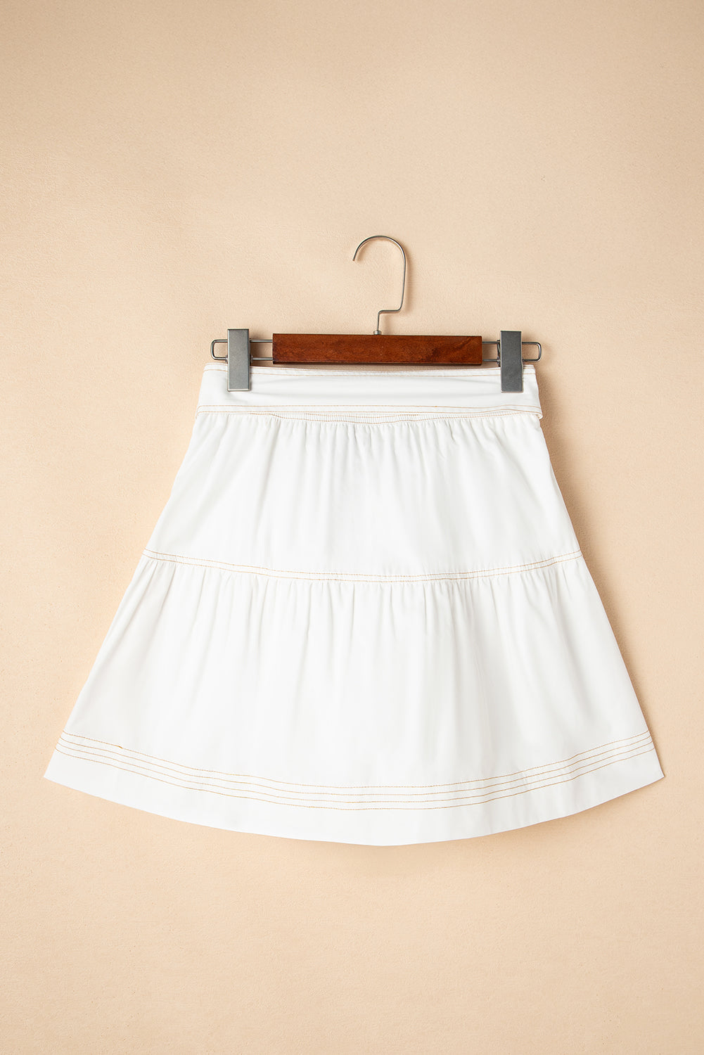 White Knot High Waist Casual Mini Skirt - MAD RUFFI