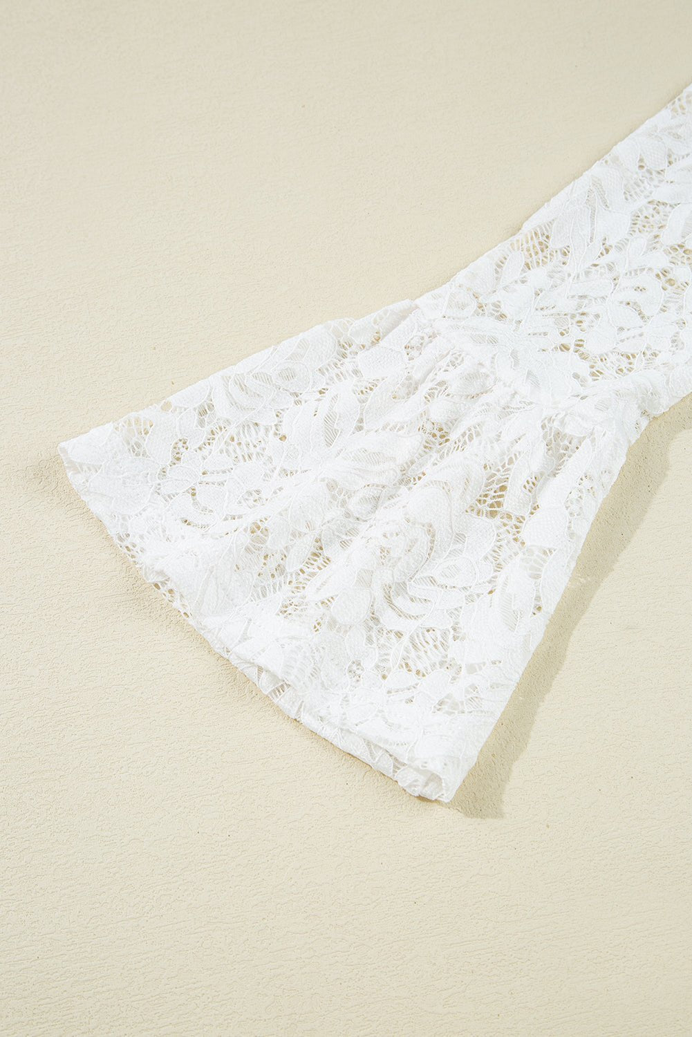 White Lace Crochet Bell Sleeve Mock Neck Blouse - MAD RUFFI