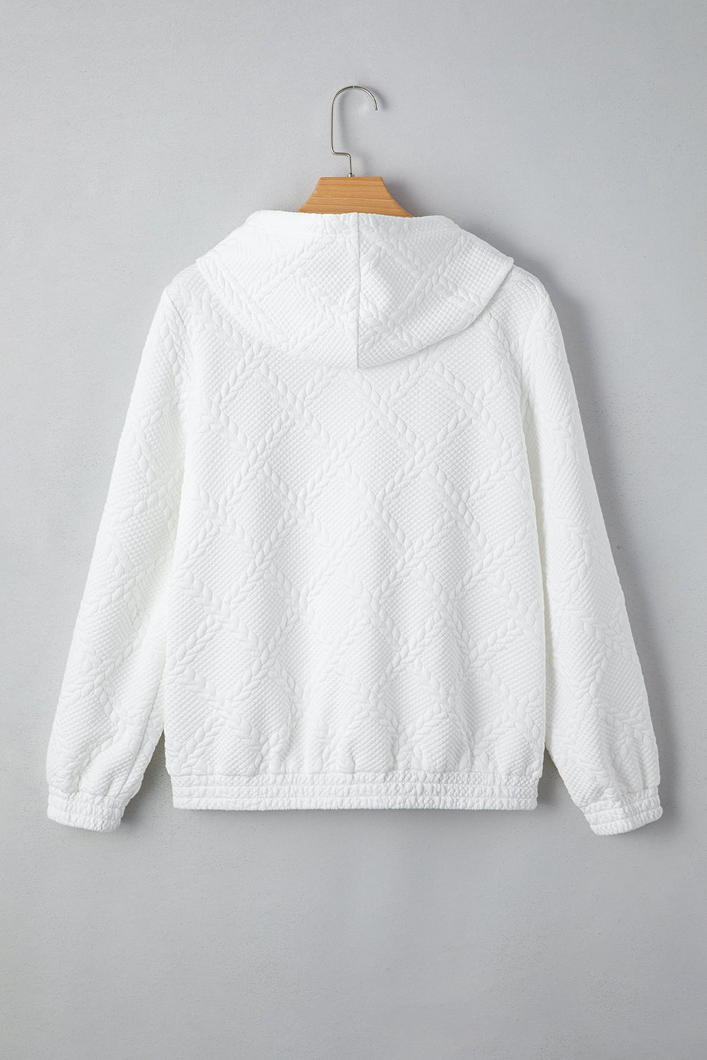 White Lattice Texture Kangaroo Pocket Hoodie - MAD RUFFI