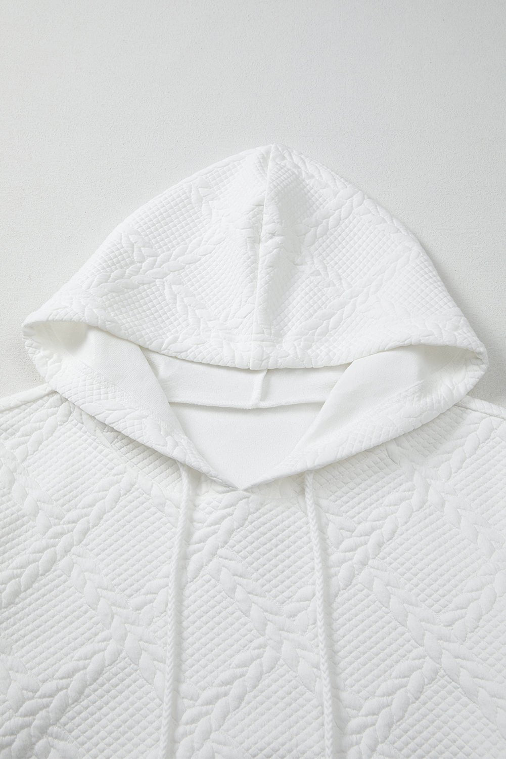 White Lattice Texture Kangaroo Pocket Hoodie - MAD RUFFI