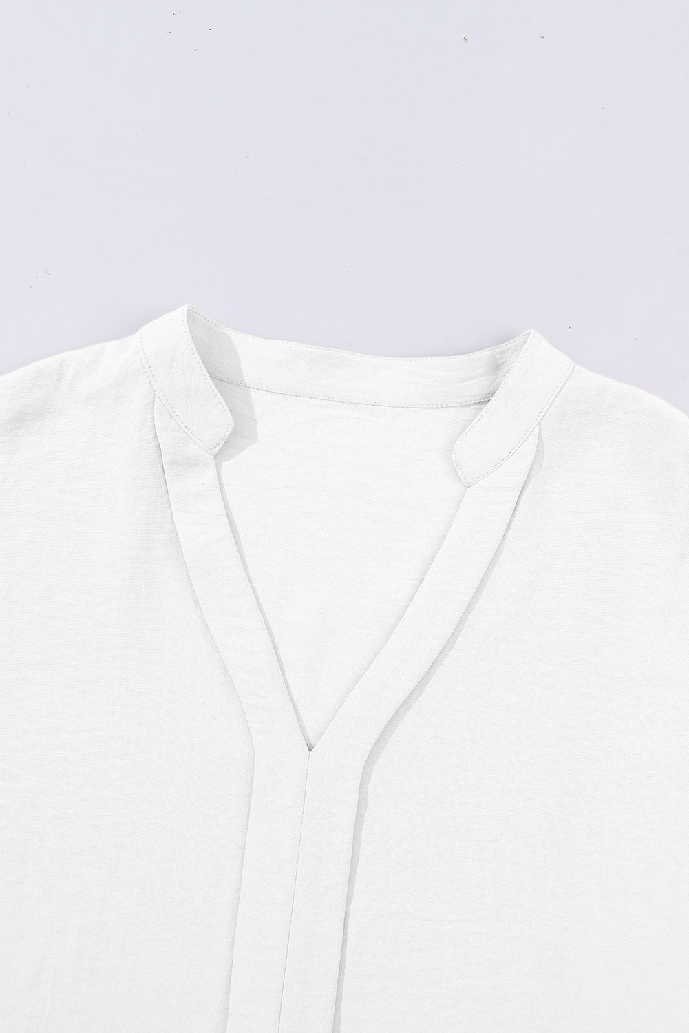 White Notched Neck Batwing Sleeve Blouse - MAD RUFFI