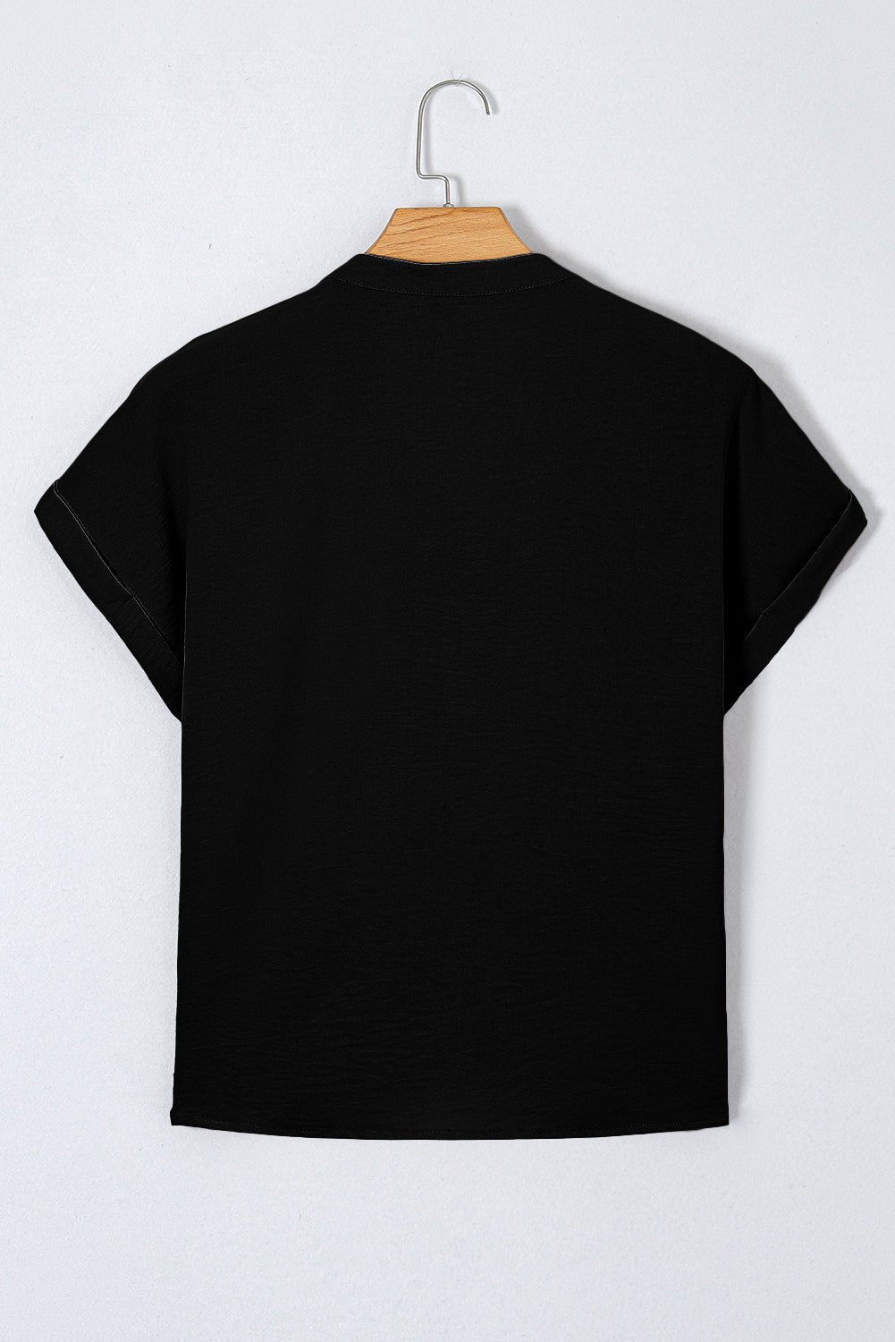 White Notched Neck Batwing Sleeve Blouse - MAD RUFFI