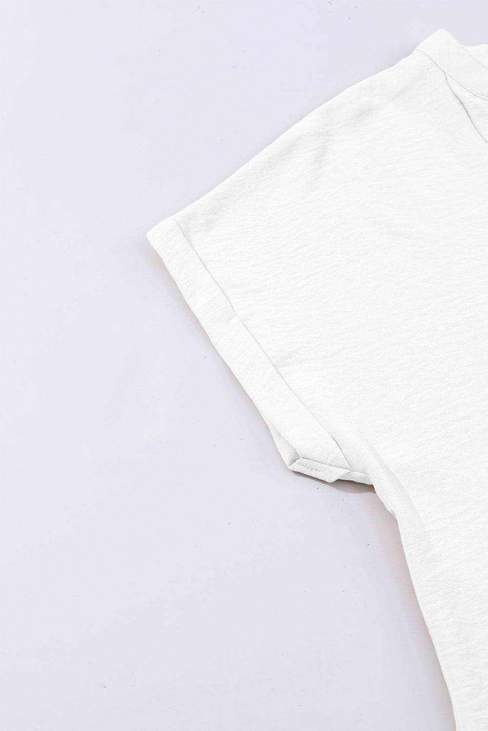 White Notched Neck Batwing Sleeve Blouse - MAD RUFFI