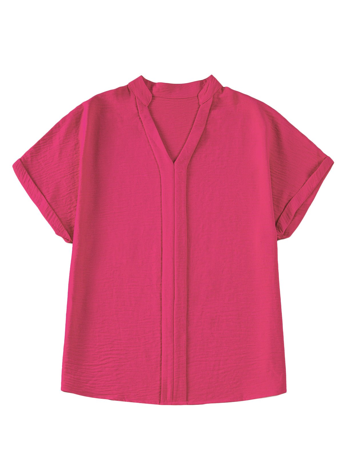 White Notched Neck Batwing Sleeve Blouse - MAD RUFFI