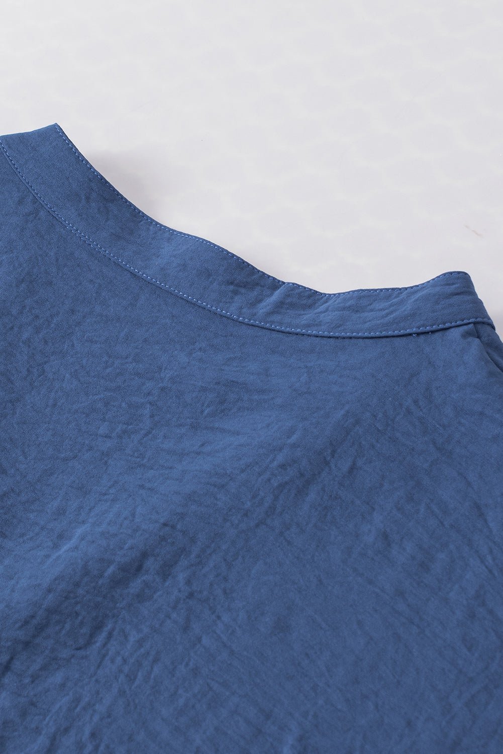 White Notched Neck Batwing Sleeve Blouse - MAD RUFFI