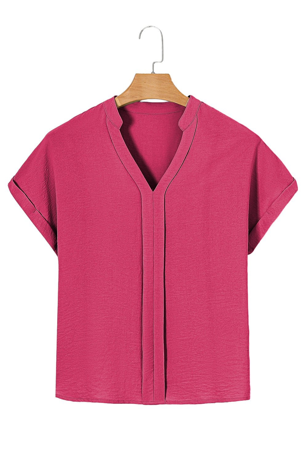 White Notched Neck Batwing Sleeve Blouse - MAD RUFFI