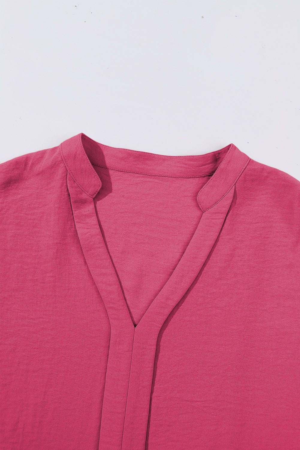 White Notched Neck Batwing Sleeve Blouse - MAD RUFFI